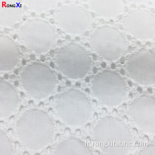 Tissus dentelle de coton blanc brodé Hole Voile